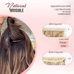 lot 8020 image: Clip in Hair Extensions - 14 Inch Wavy Synthetic Hair Extensions Clip ins (Color Light Brown mix Blonde)