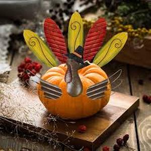 lot 8022 image: FORUP Pumpkin Turkey Making Kit, Metal Thanksgiving DIY Pumpkin, Poke into Pumpkin, Thanksgiving Pumpkin Decoration for Autumn Fall Thanksgiving Harvest Home D�cor