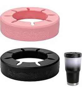 lot 8477 image: Shupakul 3 Pcs Ice Coffee Silicone Ring,Reusable Silicone Ring for 30oz Tumbler Diameter 3.9-4 Inch,Pink Purple Beige Iced Cup Sleeve Ring for Cold Drinks Tumbler Cup Accessories