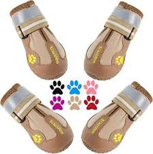 lot 12319 image: QUMY Dog Shoes for Small Dog, Puppy Dog Boots & Paw Protectors for Winter, Summer Hot Pavement, Waterproof in Rainy Weather, Ourdoor Walking, Indoor Hardfloors Skid-Resistant Soles Khaki Size 5