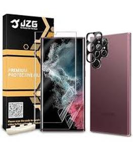 lot 12322 image: JZG 2 Pack for Galaxy S22 Ultra Screen Protector Soft Film, 2 Pack Camera Lens Protector, Fingerprint Unlock, Curved Edge Coverage, Anti-Scratch, Easy Installation