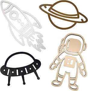 lot 12325 image: WOODOUNAI Space Quartet Nursery Wall Decor Astronaut Wooden Wall Decor Space Themed Bedroom Decoration Solar System Stickers for Nursery Playroom Bedroom Sticker Decal (Astronaut)