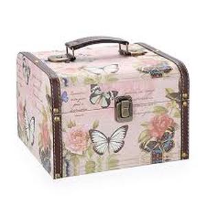 lot 13765 image: ELLDOO Decorative Treasure Chest Box, Wooden  PU Leather Storage Box for Jewelry Trinkets, Keepsakes box for Girls Women Gifts (Butterfly Pattern, Large)