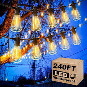 lot 13766 image: Zuske Outdoor Patio String Lights, 240FT LED with 1204 ST38 Vintage Edison Bulbs, Waterproof Connectable Hanging Lights for Outside Backyard Bistro Porch (120FTx2)