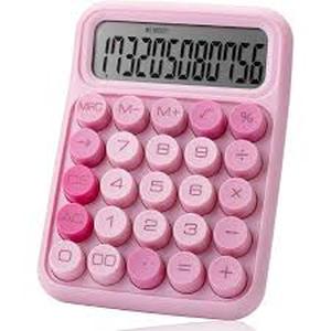 lot 14275 image: Mr. Pen- Mechanical Switch Calculator - 12 Digit Large LCD Display, Pink with Big Buttons, Valentine Gift