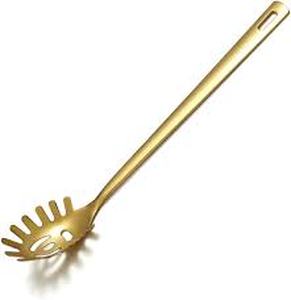 lot 14279 image: Gold Spaghetti Spoon, Berglander Pasta Server With Titanium Gold Plating, Stainless Steel Spaghetti Server For Cooking, Pasta Fork, Noddle Fork, Dishwasher Safe, Easy to Clean