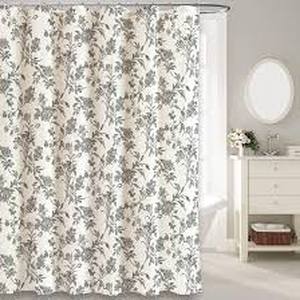 lot 16318 image: XOGUIBO Black Floral Shower Curtain,Vintage Linen Beige Cottagecore Shower Curtains for Bathroom, 72 W x 72 L