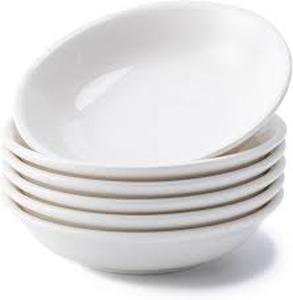 lot 20330 image: Mengbaobao 6 Pack White Soy Sauce Dish Ceramic Dip Bowl Set, Ceramic Soy Sauce Plates, Porcelain Side Dish for Ketchup Sauce Plate Soybean BBQ Sushi Party, 2.75 Inches