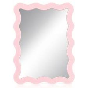 lot 20366 image: Leinuosen 1 Pcs Scalloped Magnetic Locker Mirror Small Real Glass Makeup Mirror with Magnetic Backing Cute Locker Decorations for Office Cabinet Lockers Accessories (5 x 7 Inch,Pink)