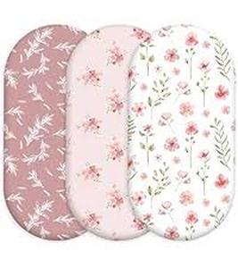 lot 20373 image: Civarua Kids Floral Bassinet Sheets Girl 3 Pack, Breathable Cozy Fitted Mattress Sheet, Elastic Travel Bassinet Fashionable, Standard Cradle Safe Sheets for Baby Boy Girls 32 x 16