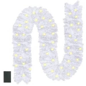 lot 3145 image: CCINEE 9FT Prelit Artificial Christmas Garland, White Xmas Garland Battery Operated with 50 Warm LED Lights Lighted Christmas Garland for Mantle Fireplace Stairs Indoor Outdoor Decoration