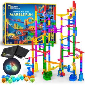 lot 3154 image: NATIONAL GEOGRAPHIC Glowing Marble Run �� 250 Piece Construction Set with 50 Glow in The Dark Glass Marbles & Storage Bag, STEM Gifts for Boys and Girls, Building Project Toy (Amazon Exclusive)