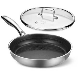lot 3162 image: PekGema Hybird Nonstick Frying Pan with Lid 12 inch, Stainless Steel Skillet, Ceramic Non-stick Oven-Safe Chef Pan, Induction Ready, PFOA PFAS FREE Cookware