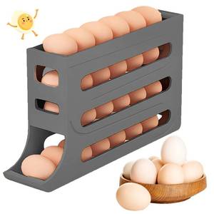 lot 3165 image: Jofarstep Egg Holder for Fridge, 4 Tiers Dispenser, 30 Egg Container Refrigerator, Large Capacity Organizer Automatic Fridge Rolling Egg Container for Pantry Countertop (Grey)