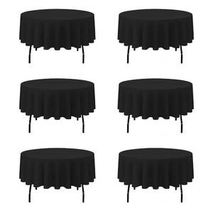 lot 3176 image: BRILLMAX 6 Pack Black Round Tablecloths 90 Inch for 60�� Tables - 150 GSM Polyester Fabric, 15 Standard Drop, Water, Stain & Wrinkle Resistant Cloth Cover for Wedding Reception Banquet Dining