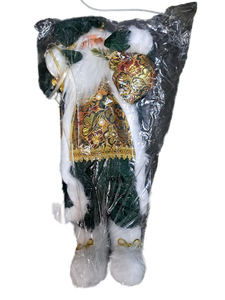 lot 3177 image: Holiday Green and Gold Santa Figure