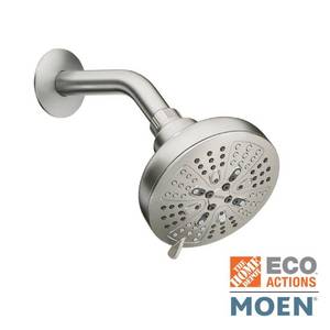 lot 4037 image: Moen Hydro Energetix Brushed Nickel Bathroom Showerhead with Eight Spray Functions  200W0SRN