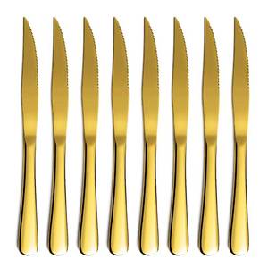 lot 4046 image: Gold Steak Knife Set, Kyrtaon Golden Serrated Knife, Titanium Gold Plating Stainless Steel Sharp Knives Set, Dinner Knifes Set of 8, Dishwasher Safe Sturdy And Easy To Clean
