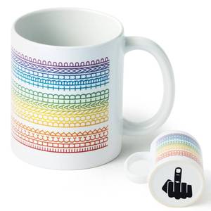lot 4050 image: GudaAphrmix Hidden Message Coffee Mug - 11oz FDT Anti MAGA Colorful Mug with Black Middle Finger, Secret Word Ceramic Coffee Cup Humor Gifts for Democrats Sarcastic Friends Office Liberal Coworkers