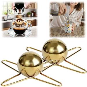 lot 4068 image: Huease Espresso Cooling Ball, Stainless Steel Espresso Ball Chiller with Stand,Rapid Frozen Espresso Ball for Espresso Coffee Beverages Lovers (2, Golden)