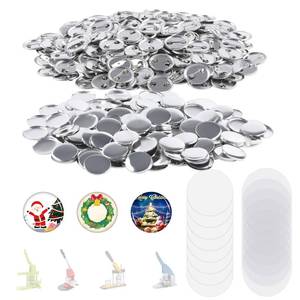lot 4088 image: 500 Sets Blank Metal Button Making Supplies Badge Parts, 32mm1.25 inch Round Metal Button Kit for Button Maker Machine, Including Metal Shells Metal Back Cover Clear Film and Paper
