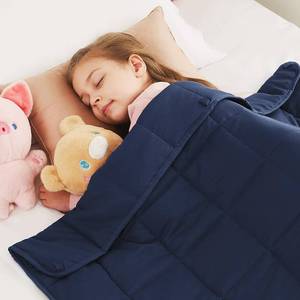 lot 4098 image: CuteKing Weighted Blanket (3lbs, 20x30, Navy Blue) Heavy Blanket for 40-60lbs, Weighted Blanket for Cooling & Heating with Premium Glass Beads, Thick Blanket All-Season
