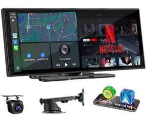 Upgraded 11\" CarPlay Screen for Car, Built-in Net-Flix/YouTube/TikTok and Other Apps (No Mirroring Needed), Wireless Car Stereo for Apple Carplay & Android Auto with HD Backup Camera,OTA Updates