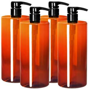 lot 4107 image: Youngever 4 Pack Pump Bottles for Shampoo 32 Ounce (1 Liter), Amber Shampoo Pump Bottles, Plastic Cylinder with Lockdown Leak Proof Pumps
