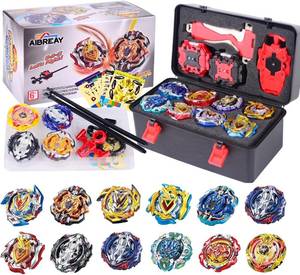 lot 4109 image: AIBREAY Battling Top Burst Gyro Toy Set 12 Spinning Tops 3 Launchers 1 Grip Toy Combat Battling Game with Portable Storage Box Gift for Kids Children Boy and Girl Ages 6��