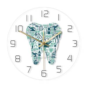 lot 4121 image: The Geeky Days Dentistry Tooth Wall Clock Dental Care Symbols Acrylic Hanging Clock Battery Quiet Movement Wall Watch Dental Department Decor Wall Sign