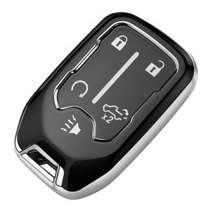 lot 4134 image: Tukellen for Chevy Key Fob Cover Soft TPU Full Protection Key Shell Key Case Compatible with 2017-2024 Chevrolet Silverado Suburban Tahoe GMC Acadia Sierra Terrain Yukon (Silver, 5 Button)