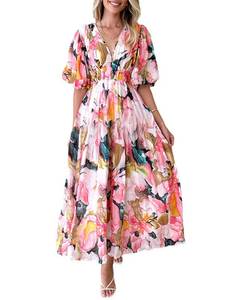 lot 4438 image: Sissyaki Womens Floral Maxi Dress 2026 Summer Spring Wedding Guest Dress Multi Pink Print L