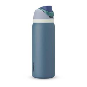 lot 4442 image: Owala FreeSip Insulated Stainless Steel Water Bottle with Straw, BPA-Free Sports Water Bottle, Great for Travel, 32 Oz, Denim Big dent in side