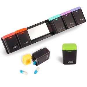 lot 4455 image: Weekly Pill Organizer 1 Time a Day Weekly Pill Organizer Magnetic Large Travel Pill Case, Week Once Daily Medication Dispenser Medicine Container Holder for Supplement Box 7 Day 1 Time a Day(Black)
