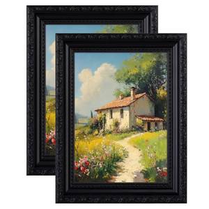 lot 4465 image: eletecpro 5x7 Picture Frames Set of 2, Vintage Frame with Glass Cover, Gothic Photo Frames Display 4x6 Photo with Mat or 5x7 without Mat for Tabletop or Wall Decor, Black