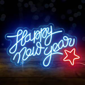 lot 4485 image: KatchOn, Blue Happy New Year LED Sign - 16x10 Inch  Happy New Year Neon Sign  Happy New Year Lighted Sign for New Years Eve Party Supplies 2026  Happy New Year Light Up Sign for New Years Decorations 2026