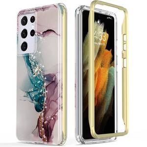 lot 4489 image: Esdot for Samsung Galaxy S21 Ultra Case,Military Grade Passing 21ft Drop Test,Rugged Cover with Fashion Designs for Women Girls,Protective Phone Case for Galaxy S21 Ultra 6.8 Turquoise Pink Marble