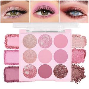 lot 4493 image: AMYS DIARY Pink Shimmer Eye Shadow Makeup Palette 9 Colors, Highly Pigmented Matte Glitter Shimmer Pearl Waterproof Party Sparkling Eyeshadow Palette (02#)