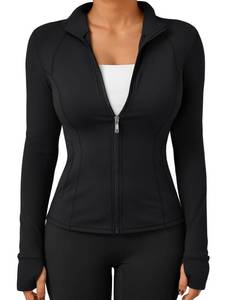lot 4494 image: Trendy Queen Womens Lightweight Zip Up Jackets 2026 Athletic Workout Hoodies Spring Shirt Fitted Gym Clothes with Pocket Black XL