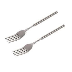 lot 4504 image: Haosie Extendable Fork - 8.7 to 25.4 Inch Long, Telescopic & Retractable for BBQ, Dinner, Fruit & Dessert - Sturdy Stainless Steel (2 Pcs)