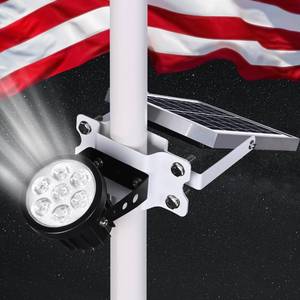 lot 8037 image: PPQ Solar Flag Pole Light,New 7 LED Bright Solar Powered Spotlight 18H7W Outdoor Waterproof, Fits 1.6-3.2 Flagpoles & Inground & Wall, Dusk to Dawn Auto OnOff(6000K White)