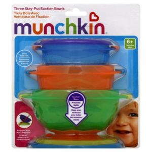 lot 8040 image: Munchkin Stay Put Bowls and Divided Plates, 5 Pack, BlueGreen
