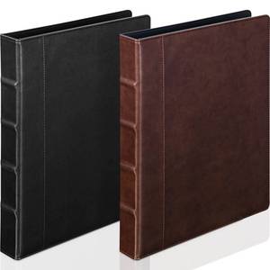 lot 11771 image: Marspark 2 Pcs 3 Ring Binder Professional Leather Binder Organizer Vintage Hardback Letter Size 8.5 x 11 Documents Round Rings Holds 200 Sheets with 2 Inner Pockets(1 Inch,Brown, Black)