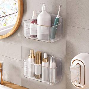 lot 11828 image: Diesisa 2pc Acrylic Wall Mount Organizer, Adhesive Clear Cabinet Door Organizer,Acrylic Shelves for Wall,No Drilling Hang Walls,with Self Adhesive Tape, for Bathroom, Kitchen, Living Room