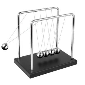 lot 11829 image: WXBRMCRY Fun Science Physics Toys Black Large Newtons Cradle Pendulum Balance Balls 5 Beads Perpetual Motion Desk Toy Wooden Base Balance Balls for Office and Desk Decorations