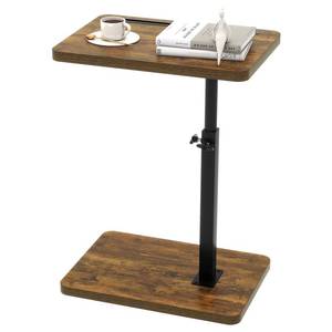 lot 11830 image: IBUYKE C Shaped Side Table, 360° Swivel Height Adjustable End Table for Small Spaces, with Phone & Tablet Slot, Modern Small Coffee Snack Table for SofaBed, Retro Brown UTVT003H