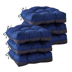 lot 11849 image: IASEAHK Chair Cushions for Dining Chairs, Seat Cushions for Kitchen Chairs, Indoor Seat Cushions with Ties, Tufted Foam Chair Pads, Non Slip Chair Cushions Set of 6, 15.5 x 15.5 x 4, Navy Blue