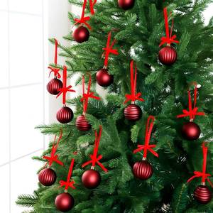 lot 11877 image: GlikCeil 24 Set Burgundy Ball Ornaments for Christmas Tree Velvet Bows Xmas Tree Ball Neutral Hanging Decoration for Festival Holiday Party Wreath Home(2.36 Inch)