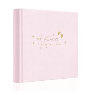 lot 11883 image: Holoary Baby Photo Album 4x6 100 Photos with Writing Area, 100 Pockets 4x6 Picture Album, Linen Fabric Cover Picture Book for Photos, Baby Photo Albums Hot Stamping Cover(Pink)
