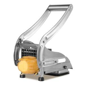 lot 11891 image: QBGSFSYG Stainless Steel Potato Slicer & French Fry Cutter - 2 Blades (12 & 13) for Homemade Fries, Non-Slip Suction Base, Easy Chip & Sweet Potato Maker (Silver)